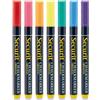 SECURIT - Set Da 7 Pennarelli A Gesso Liquido Assortiti - Per Lavagne, Vetro, Metallo, Porcellana, Specchio, Plastica - Punta Fina 1-2mm - Colori Rosso, Blu, Arancione, Giallo, Rosa, Verde, Viola