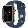 Apple Watch Series 7 Acciaio inossidabile 45 mm (2021) | GPS + Cellular | grafite | Cinturino Sport Blu abisso