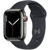 Apple Watch Series 7 Acciaio inossidabile 45 mm (2021) | GPS + Cellular | grafite | Cinturino Sport Mezzanotte
