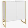 HOMCOM Mobile Sottolavabo Bagno con 2 Ante a Pressione in Bambù e MDF con Intaglio a U, 70x33x79.5cm, Bianco