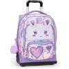 Franco Cosimo Panini MOFU MOFU - Zaino Scuola Trolley Ufficiale Mofu Mofu con Maniglia Regolabile, Spallacci Imbottiti e Regolabili, Scomparto Principale e Tasca Frontale con Chiusure A Zip, 36x47Hx23cm, Lilla