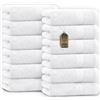 NatureMark Asciugamani per ospiti - Confezione da 12 (30x50 cm), 100% cotone, certificazione Oeko-Tex, morbidi, assorbenti e facili da curare - Per bagno, ospiti e spa - Colore Bianco