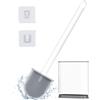 Alyvisun Scopino WC Silicone, [Asciugatura Rapida e Pulizia Profonda] Spazzolino Bagno WC con Supporto, Antigraffio Spazzola WC a Parete e in Piedi, Bianca