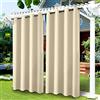 LiveGo Tende Idrorepellente per Esterni Tende Termiche Isolanti Tende da Esterno con Anelli 1 Pannello, Tende per Interni per Portico, Pergolato, Cortile, Porta Scorrevole (bianco crema, 132 x 238 cm)