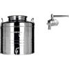 Megashopitalia Contenitore Bidone Fusto per Olio in Acciaio Inox 15 30 50 Litri Made in Italy con Guarnizione per Il Tappo e Rubinetto in Acciaio Inox Salvagoccia Incluso (15 Litri)