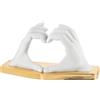 BONGELLI PREZIOSI Scultura Moderna Mani Cuore 22x12cm Base Oro Marmorino