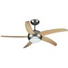 V-TAC VT-6053-5 Ventilatore LED da Soffitto 2*E27 con Motore a Corrente Alternata da 60W con Telecomando 5 Pale (MDF Chiare)