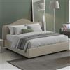 Talamo Italia - Letto matrimoniale Ilenia, Letto contenitore con rivestimento e testata in tessuto, 100% Made in Italy, Apertura frontale, adatto per materasso 160x190 cm, Beige