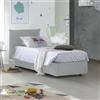 Talamo Italia Dmora Letto Singolo Cosetta 110x215 cm Bianco Materasso Incluso Sfoderabile, Contenitore Made in Italy
