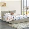 Talamo Italia - Letto Matrimoniale Cristel, Letto Contenitore con Rivestimento in Tessuto, 100% Made in Italy, Apertura Frontale, con Materasso Cm 160x190 Incluso, Beige