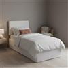 Talamo Italia - Letto singolo Cleofe, Set testata in ecopelle con rete ortopedica e mantovana, 100% Made in Italy, adatta a letto Singolo, per materasso da Cm 80x190, Bianco