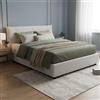 Talamo Italia - Letto matrimoniale Flavia, Letto contenitore con rivestimento in tessuto, 100% Made in Italy, Apertura frontale, con materasso 160x190 Cm incluso, Bianco