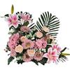 DRW Centro di fiori artificiali rosa per interni ed esterni sepoltura chiese decorazione casa con lilium e rose 70x27x50
