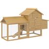 PawHut Pollaio per Galline da giardino in Legno con Vassoio Estraibile,Nido,Recinzione e Tetto apribile 150.5 x 54 x 87cm |Aosom