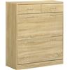 HOMCOM Mobile Scarpiera in Truciolato con 2 Ripiani Interni Regolabili e 2 Cassetti, 80x30x91.5 cm|Aosom