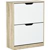 HOMCOM Scarpiera Salvaspazio Slim a 2 Cassetti per 8 Paia di Scarpe 62.5x26x81 cm, Legno e Bianco