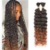 YYQXZG Deep Wave Bulk Hair for braiding 20 Inch Ocean Wave Hair No Weft Synthetic Curly Braiding Hair Extensionss for Boho Braids (2bundles,120g,1B/30#)