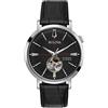 Bulova Orologio Bulova 96A201 open hearth Aerojet nero pelle