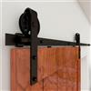 BONIKLUBA Binario per Porta Scorrevole 153cm Kit Porta Scorrevole Nera per 1 Porte Scorrevoli Interno Esterno Muro 76cm Larga, Centrale Ruota J-forma