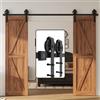 WINSOON 10FT/305cm Binario Porta Scorrevole per Doppia porta Binario Esterno Muro Nero Kit Porta Scorrevole, Nessuna Porta