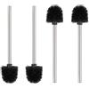 Behiruch 4 Pezzi Ricambio Scopino Bagno per Wc, Scovolino Bagno Wc con Manico in Acciaio Inossidabile, Spazzolone Bagno Wc, Scopettino Bagno, Spazzolino Wc Bagno (Nero)