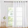 PONY DANCE Tende Bianche Soggiorno Trasparenti con Effetto Lino Tende Camera da Letto Moderna con Anelli Voile Curtain per Salotto Moderne 1 Pezzo 200x220 CM