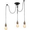 iDEGU Lampadario a Sospensione, Retrò Industriale Lampada da Soffitto con 3 Bracci a Stile Ragno Creativo DIY Lampada a Sospensione Vintage con Attacco E27 per Soggiorno Cameretta, 150CM, Nero+Ottone