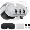 Olycism Cover per Meta Quest 3 Accessori per Oculus Quest 3 Perfit Fit Resistente ai graffi Impermeabile Incluso 1*Protective Front Cover 1*Lens Cover 4*Joystick Caps 3*Tempered Lens Protector