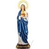 DRW Figura Sacro Cuore di Maria con Corona di luce in Resina Dipinto a Mano 20x20x63 cm