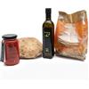 Sudrise - Cesto Natalizio Alimentare - Specialità Gastronomiche Lucane - Kit 4 Pezzi - Pane, Crostini Calabresi, Olio EVO e Passata di Pomodoro - Idea Regalo per Natale