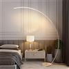 QJUZO HKLY Lampada da Terra ad Arco LED Salotto Piantana Lampada da Terra Dimmerabile con Telecomando, Lampada a Stelo Moderna Métal con Base in Legno per Soggiorno Camera da Letto Ufficio,18W,Bianca