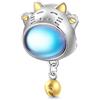 GNOCE Branello di Fascino Gatto Fortunato con Campana Argento 925 Perline Pendenti e Ciondoli per Braccialetti Gioielli Regalo per Le Donne Fit Bracciali A Catena Del Serpente/Collana (Lucky Cat)