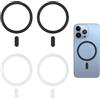 meukcez 4 pezzi Anello Magnetico Magsafe Universali, Compatibili con Ricarica Wireless MagSafe per iPhone 15/14/13/12 e Galaxy S23/S22/S21, Accessorio Adattatore per Custodie Smartphone, Nero e Bianco