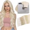 RUNATURE Extension Biadesive Capelli Veri Biondo Bianco 25cm 20pcs 30g #800