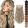 SEGO 60 cm Extension Capelli Clip 5 Fasce Estensioni Clip in Hair Ricci Ondulati Sintetici Posticci Mossi Donna Biondo cenere con highlights