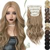 SEGO Extension Capelli Clip 4 PCS Estensioni Clip in Hair Ricci Ondulati Sintetici Posticci Mossi Donna 55 cm Nero misto Marrone