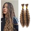 YYQXZG Deep Wave Bulk Hair for braiding 16 Inch Ocean Wave Hair No Weft Synthetic Curly Braiding Hair Extensions for Boho Braids (2bundles,100g,P4/27)