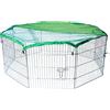 AQPET Recinto in ferro per Cani e Gatti Cuccioli Roditori Pieghevole 60x60 cm 8 Pezzi Per esterno da Giardino con Rete Parasole, Nero