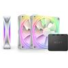 NZXT F120 RGB Duo Triple Pack - RF-D12TF-W1 - 3 ventole RGB a due lati da 120 mm con controller RGB - 20 LED indirizzabili individualmente - Flusso d'aria e pressione statica bilanciati - Bianco