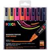 Posca Mitsubishi Pencil, 8 pennarelli Posca PC5M, punta conica, colori caldi, Posca a punta media, pennarelli per pittura a base d'acqua per tutte le superfici, per carta, tessuto, vetro, ciottoli, legno