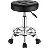 HMTOT Rotondo Sgabelli PU Pelle Sedile Altezza Regolabile Sgabello Girevole Con Ruote Nero