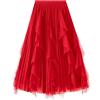 DGSHIRLDJO Gonna in Tulle Donna Lunga Elastica Elegante Vintage A-Line a Strati in Rete a Sbuffo per Tutti i Giorni, Prom