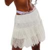 Loalirando Gonna Corta in Pizzo Donna Gonna Trasparente Vintage Donna Mini Gonna in Pizzo Plissettato Elegante Gonna Estiva da Spiaggia Pareo Mare (Bianco, S)