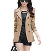 DianShao Donna Elegante Risvolto Breve Paragrafo Manica Lunga Giubbotto Cappotto Cachi M