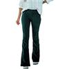 OBiQuzz Pantaloni in velluto a coste, da donna, a vita alta, colore nero, slim fit, a corde, dritti, elasticizzati, per il tempo libero, skinny, verde, S