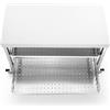 Alpes 130C-CARRELLO-1 LIBERI IN CUCINA, Elemento Contenimento, carrello cucina, acciaio inox top in Corian®, larg. 130cm, prof. 65cm, alt. 90cm, 2 ripiani estr. 120cm