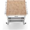 Alpes 70C-CARRELLO-1 LIBERI IN CUCINA, Elemento Contenimento, carrello cucina, acciaio inox con top ceppo in legno, larg. 70cm, prof. 65cm, alt. 90cm, due ripiani estraibili 60cm, cassetto portaposate legno 60cm