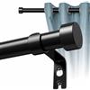 Qualsen Bastoni per tende, set di raccordi in acciaio inossidabile, bastone estensibile per tenda retrattili per porte e finestre di camere da letto, asta telescopica, 91-223 cm bastone tenda nero