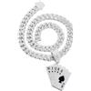 HALUKAKAH Collana con Pendente Placcato in Platino per Uomo - Oltre 1000 Diamanti - Catena a Maglie Cubane - Ciondolo Poker con Diamanti Cluster - Stile Hip-Hop - Completo di Scatola Regalo