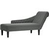 vidaXL Sdraio con Cuscino e Bracciolo Destro in Tessuto Grigio Scuro, divano chaise longue, poltrona, divano soggiorno, salotto, divano lounge